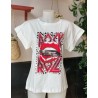 1047 BLANCO CAMISETA LABIOS ANIMAL PRINT