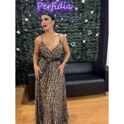 1775 MARRON VESTIDO LEOPARDO