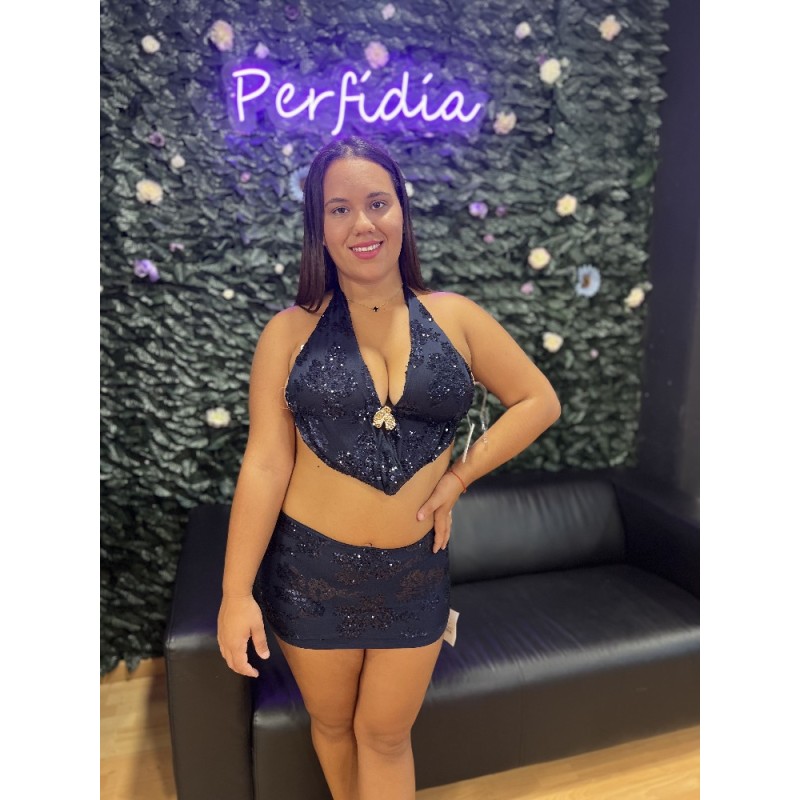 1919 AZUL TOP BRILLO APLIQUE