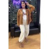 1959 BEIG CHAQUETA FLECOS LARGA