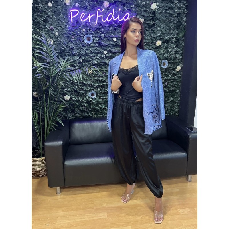 2013 NEGRO PANTALON SATEN