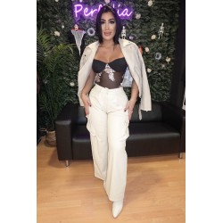 2099 BEIG PANTALON CARGO POLIPIEL