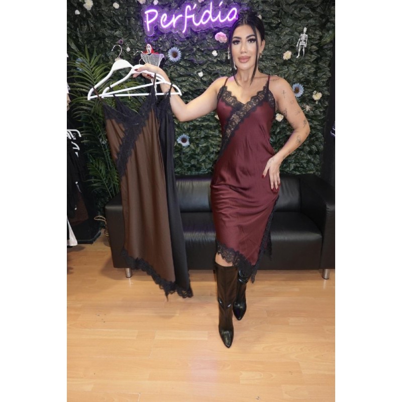 2350 NEGRO VESTIDO LENCERO ENCAJE