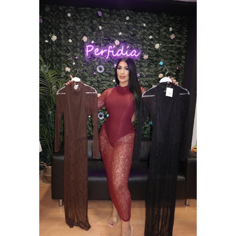 2407  VESTIDO ENCAJE LARGO