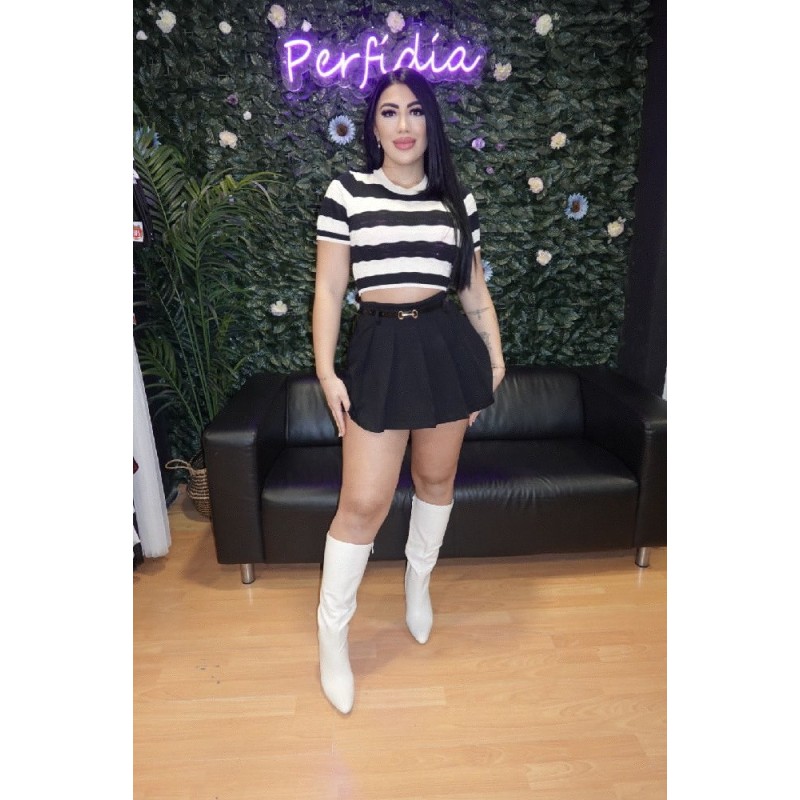 2429 NEGRO FALDA PANTALON TABLA