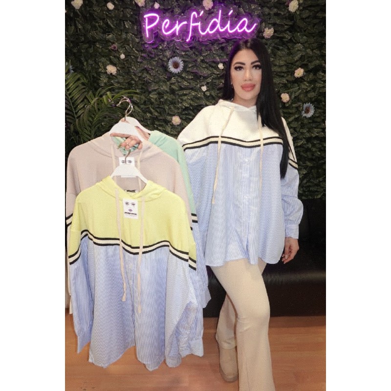 2439 AMARILLO SUETER RAYA CAPUCHA