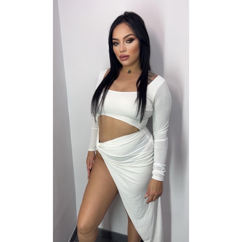 420 BLANCO VESTIDO MIDI SEXY